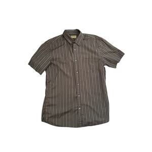 Sonoma Life & Style Men's Brown Striped Button Shirt Size Large